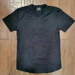 NW/OT CUTS curved-hem V Neck Mens T shirt BLACK size M medium